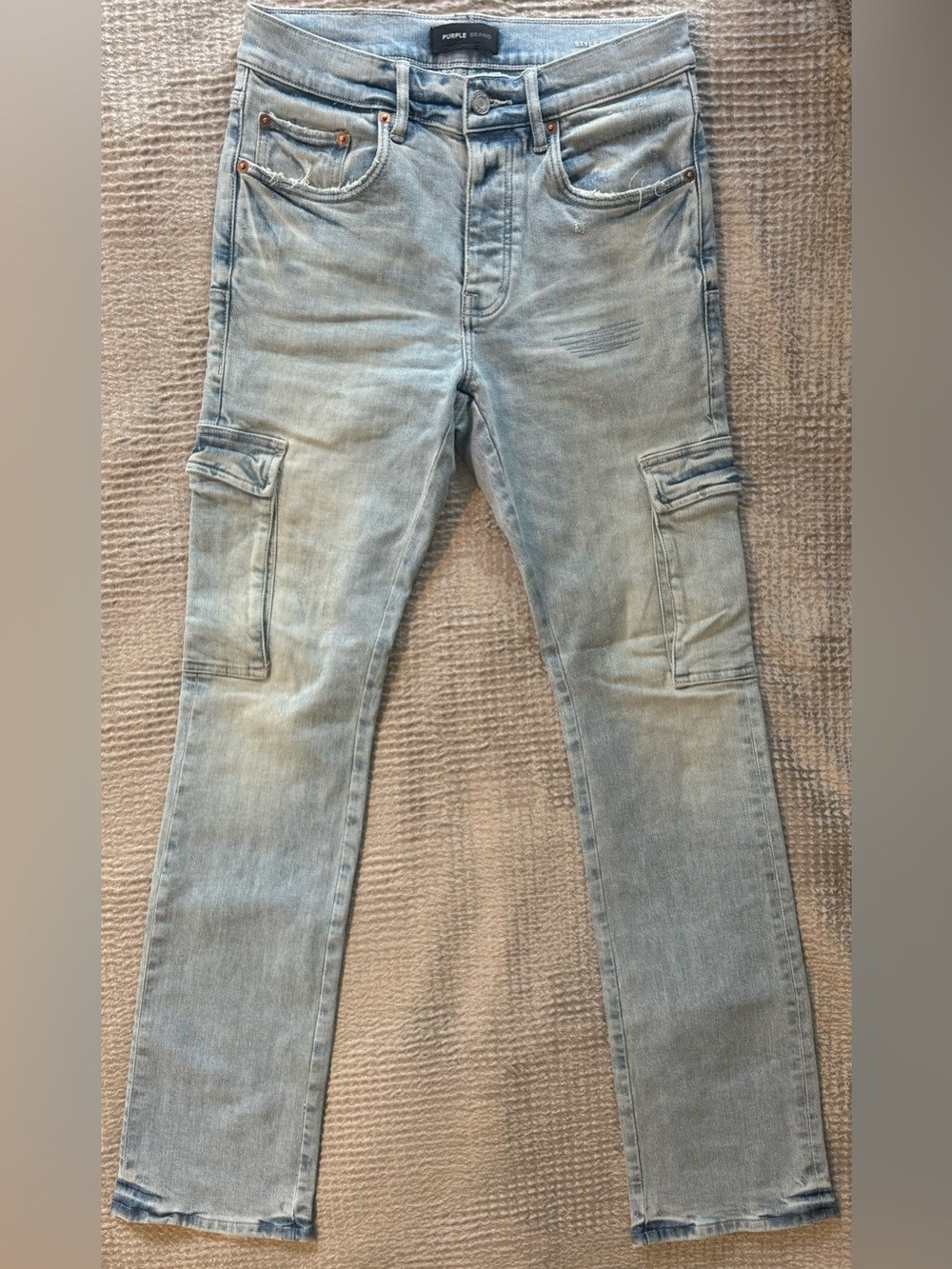 Purple Brand P004 Worn Light Indigo Flare Cargo Jeans Men’s 30 WLIC823